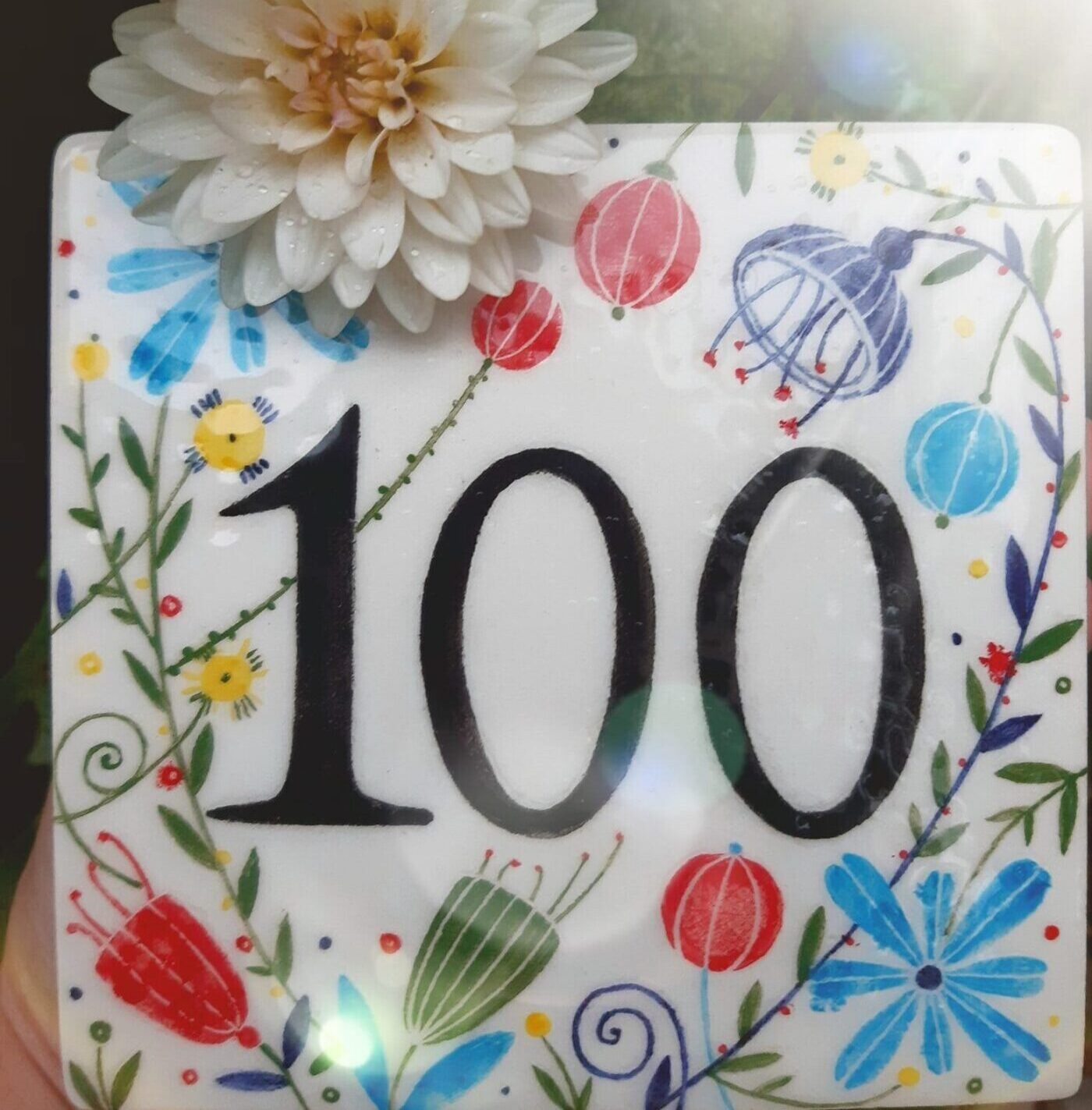 Customizable handmade ceramics house number plaque with artistic design by Oana Stoica​